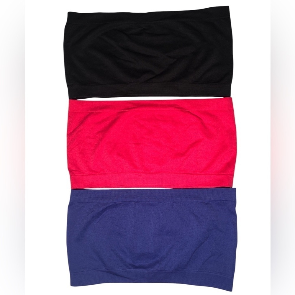 Aviva Bundle of 3- Seamless Crop Top Tube Bandeau’s Non Padded Bralette Bra’s
